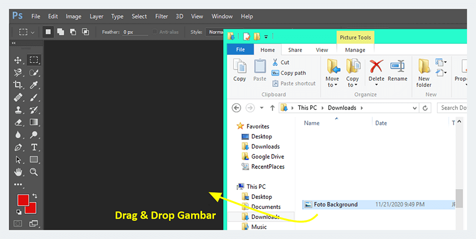 Masukkan Gambar ke Photoshop Laptop