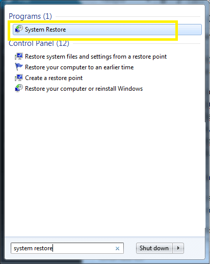 cara restore windows 7