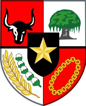 Perisai Pancasila menampilkan lima lambang Pancasila.