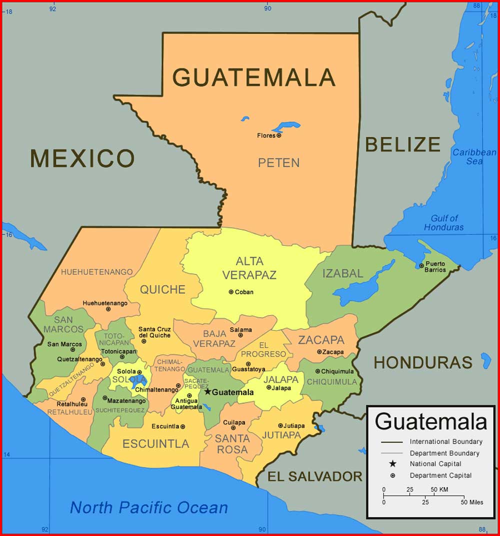 Peta negara bagian Guatemala