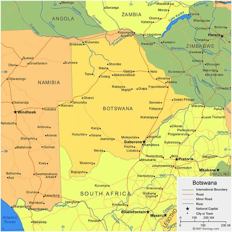 Peta Wilayah Botswana