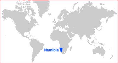 Peta Letak Namibia