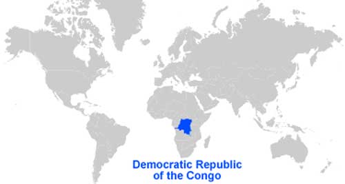 Peta letak Republik Demokratik Kongo