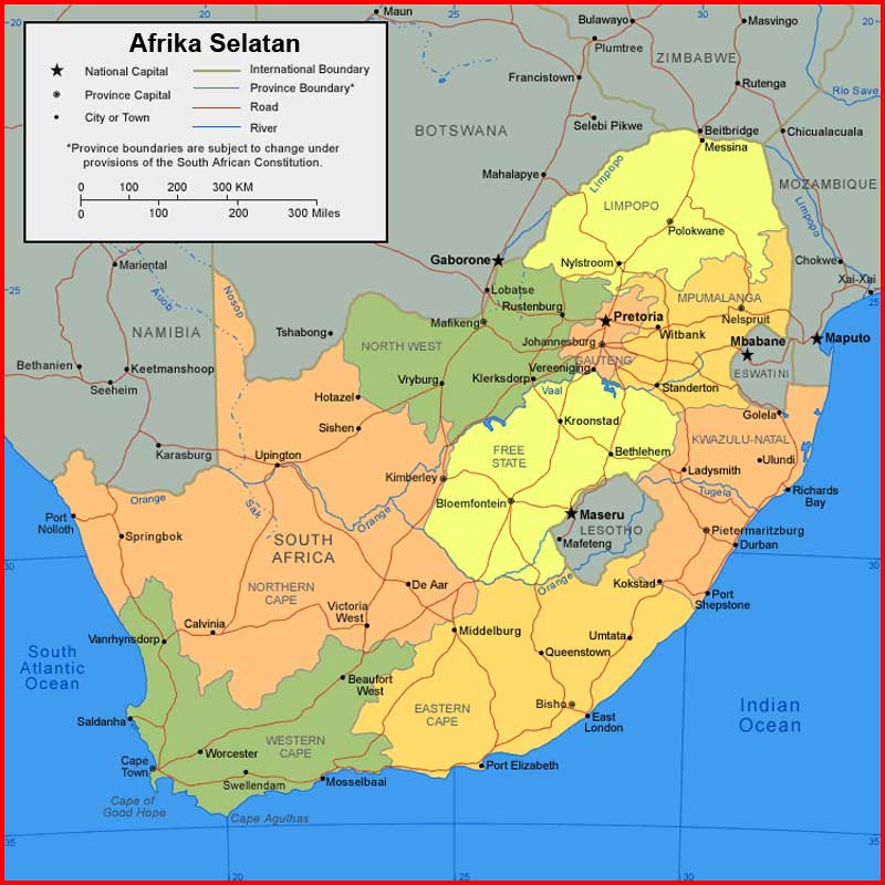 Peta wilayah Afrika Selatan