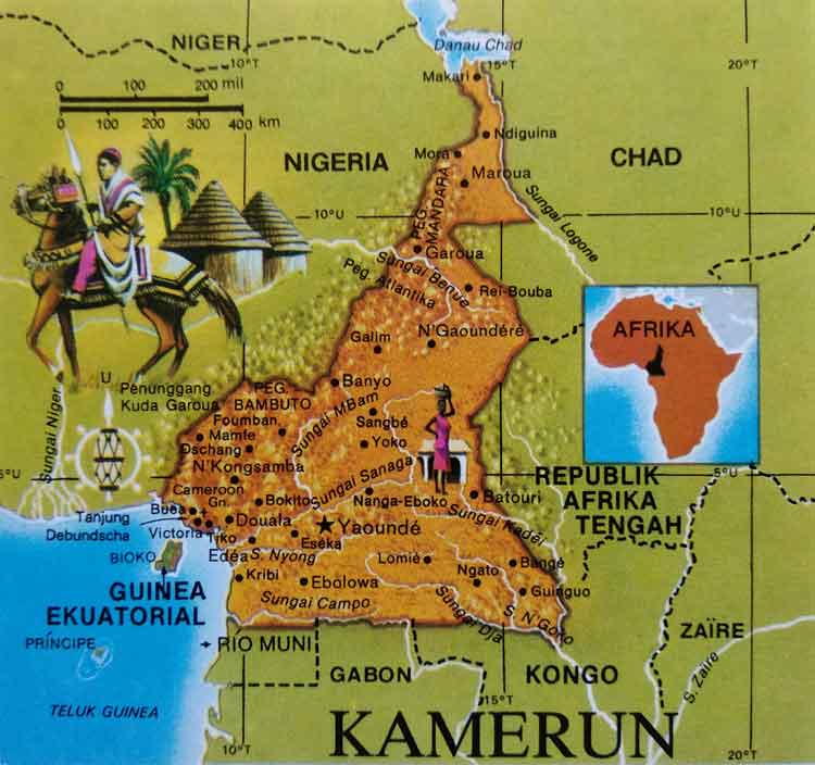 Peta wilayah Kamerun